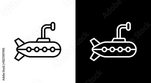 Submarine  White Icon Set Design