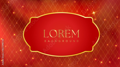 Red Gold Christmas red price tag. Vintage luxury frame