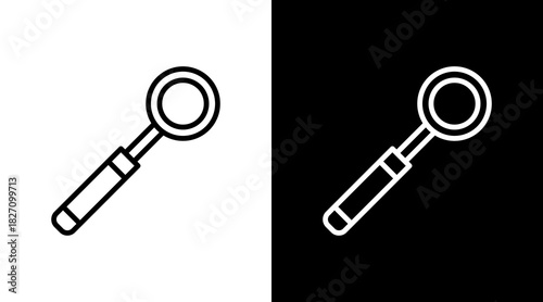 Dental Mirror  White Icon Set Design