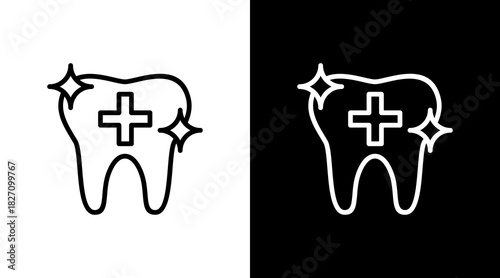 Healthy Tooth  White Icon Set Design