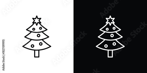 Christmas tree icons vector.Editable stroke.linear style sign for use web design