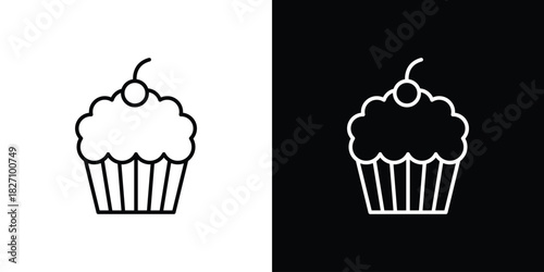 Cupcake icons vector.Editable stroke.linear style sign for use web design