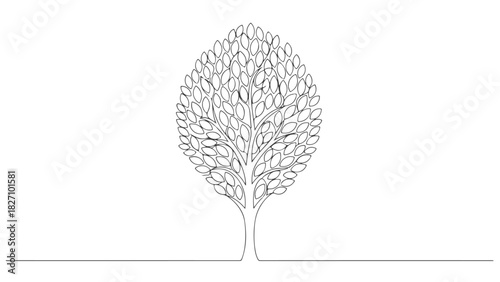 Continuous One Line Art Tree Minimalist and Nature-Inspired Design