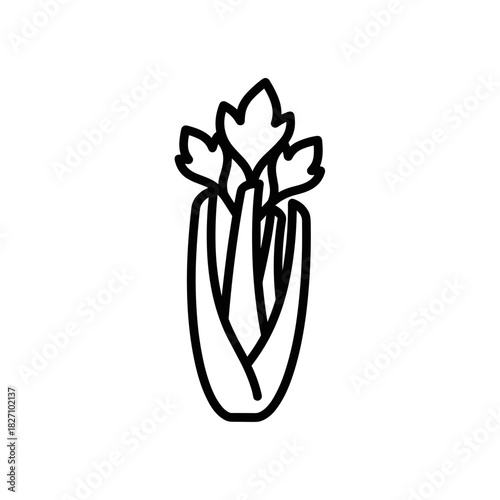 Fresh celery stalks illustrated in minimalist style  