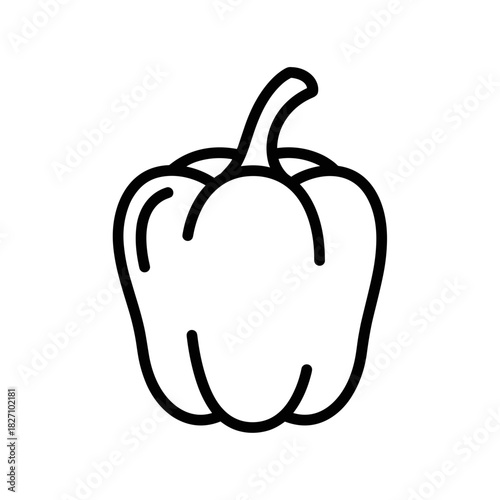 Outline of bell pepper vegetable in minimalistic style  