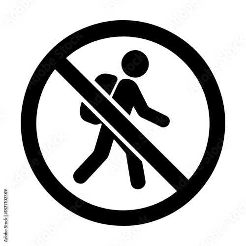 Do not enter with a backpack sign vector icon on a white background
Vector warning sign icon