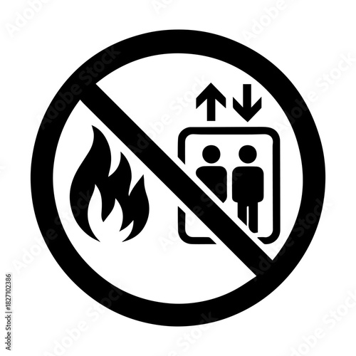 Do not use the elevator during a fire sign vector icon on a white background
Vector warning sign icon