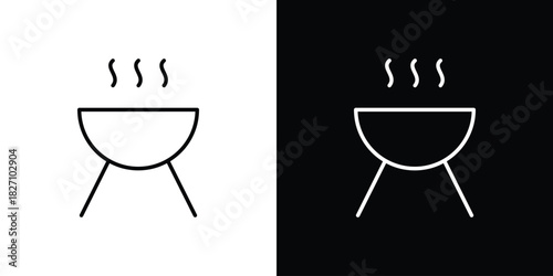 Grill icons vector.Editable stroke.linear style sign for use web design