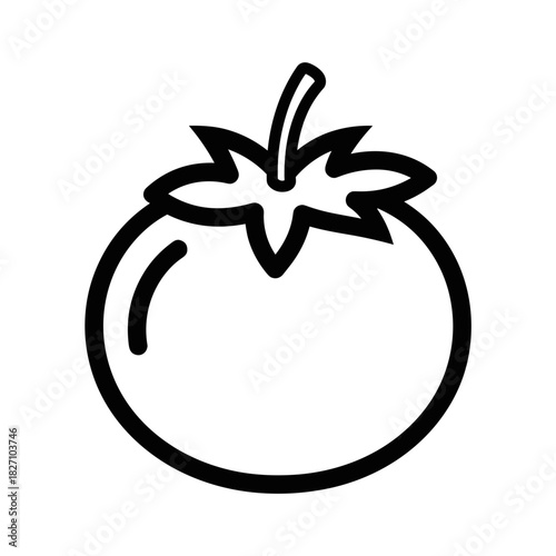 Black outline illustration of a tomato vegetable  
