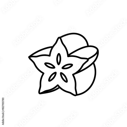 Starfruit cut in half with a decorative star shape visible  