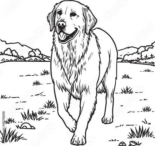 Cute golden retriever puppy in a blue scarf sitting in the snow