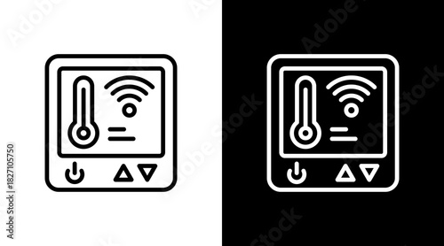 Smart Thermostat  White Icon Set Design