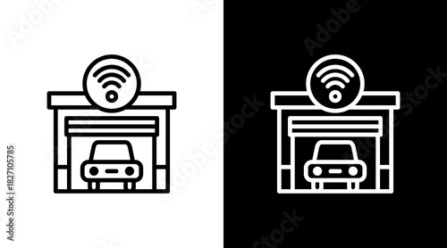 Smart Garage  White Icon Set Design