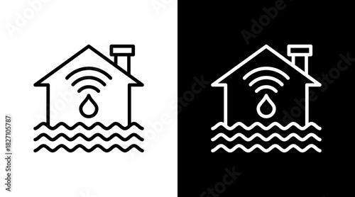 Flood Sensor  White Icon Set Design