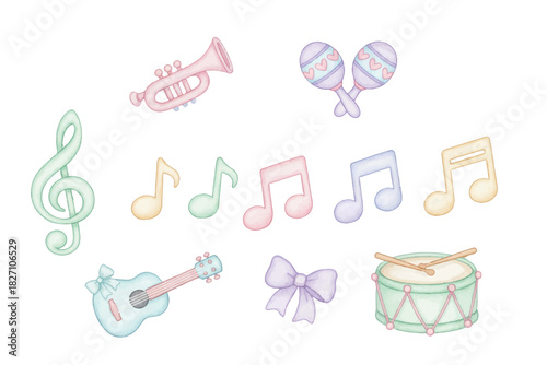 vector illustration of a set of colorful wedding accessories