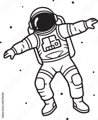 Astronaut in space cartoon illustration. cosmic explorer floating among stars, space travel, science fiction concept art, universe. minimalist.