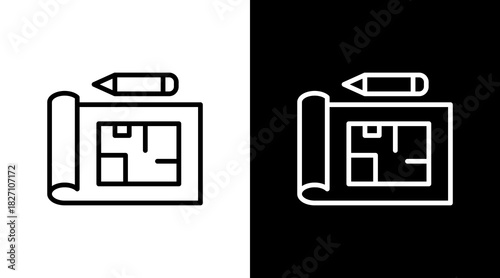 Blueprint  White Icon Set Design