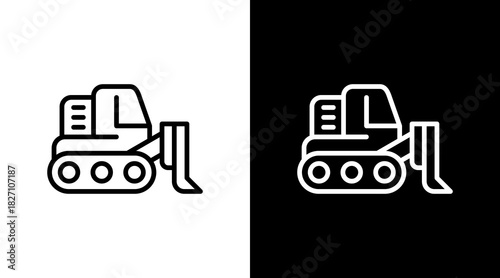 Bulldozer  White Icon Set Design
