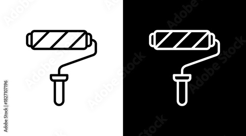 Paint Roller  White Icon Set Design