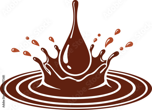 Rich brown chocolate liquid splash with ripples and droplets vector