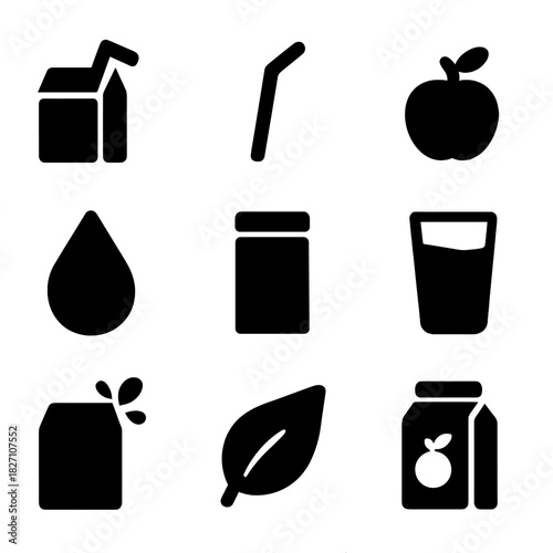 Bold black beverage and fruit icons on gradient background