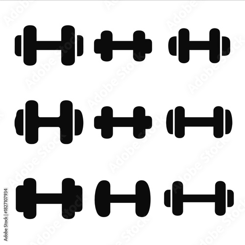 Various dumbbell icons on gradient background for fitness designs
