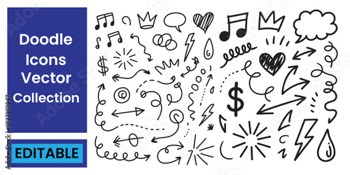 Doodle Icons Editable Vector Collection.