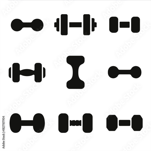 Variety of dumbbell silhouettes for fitness and exercise enthusiasts