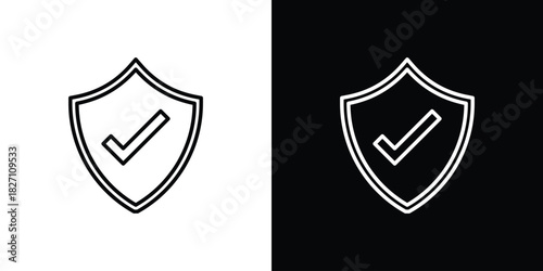Shield check mark icons vector.Editable stroke.linear style sign for use web design