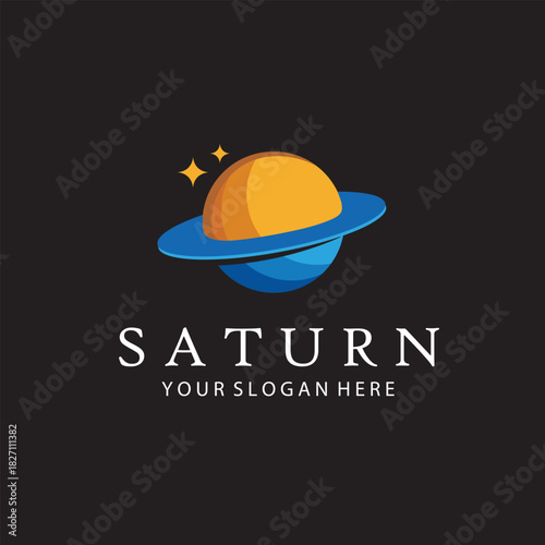 design of planet saturn with stars isolated on black background