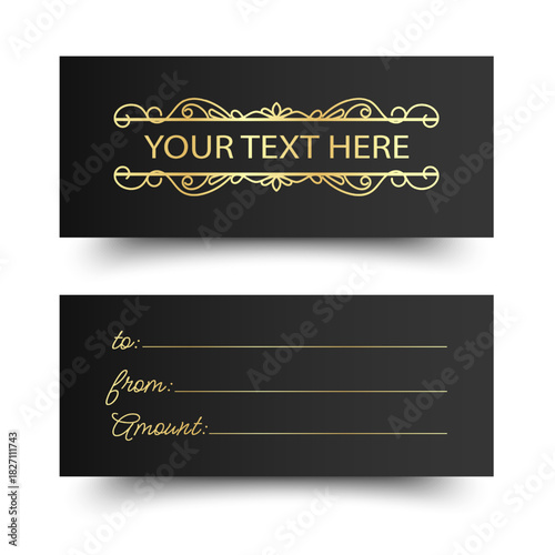 Elegant Gift Voucher Sale with Golden Simple design. Design for invitation, certificate, gift coupon, ticket or voucher