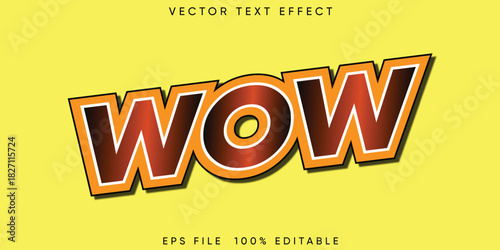 WOW! Vector Text Effect Illustration Dynamic Red and Yellow Typography with Comic Style Lettering for Excitement, Surprise, and Promotional Banners