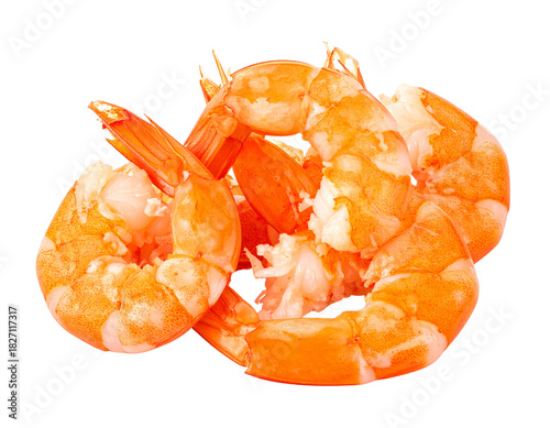 Peeled shrimp isolated on transparent background