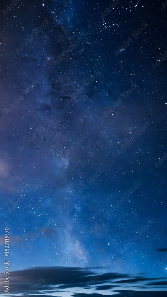 Fototapeta premium Starry Night Sky with Subtle Clouds - Deep Blue Tones, Vertical 4K Wallpaper