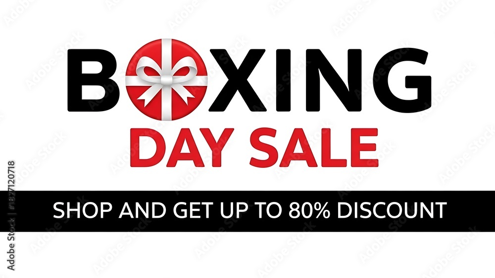 Fototapeta premium Amazing Boxing Day Sale Offers Up to 80 Percent Discount for Unbeatable Savings This Holiday Season with Eye Catching Modern Graphic Design Element