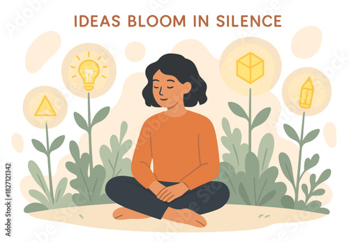 Meditation and creativity: young female finding inspiration through mindfulness