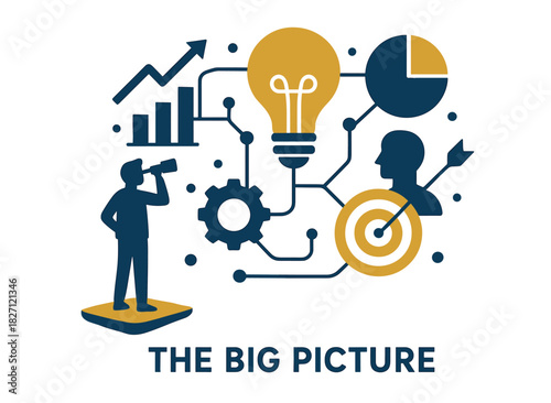 Conceptual graphic with light bulb, chart, and person highlighting strategic insight