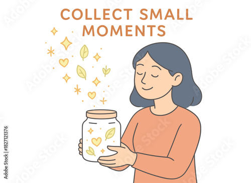 Asian female adult holding jar of magic moments with hearts and leaves