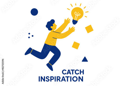 Illustration of a person reaching for an idea light bulb