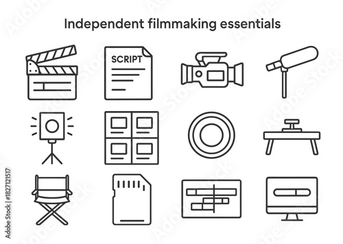 Independent filmmaking essentials: icons of equipment for creative production