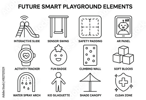 Future smart playground elements: interactive slide, sensor swing, safety padding, more