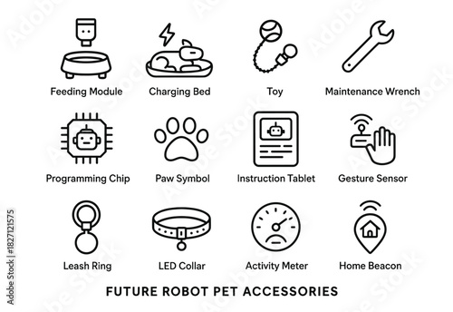 Future robot pet accessories: advanced feeding, charging, and monitoring technologies