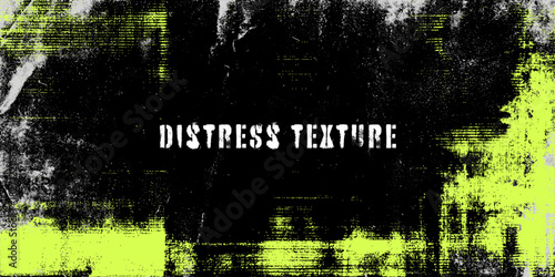Heavy grit surface, neon splash accents, stencil spray, scratched dust, chipped paint fragments. Industrial grunge background, distress texture, vector illustration