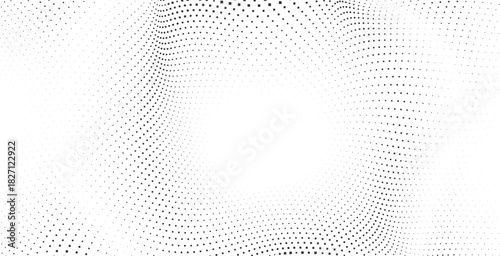 Abstract halftone wave pattern with diluted dotted texture fading into white space, forming soft flowing shapes perfect for minimal modern graphic design projects