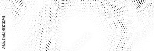 Abstract halftone dotted frame background with curved gradient distortion forming modern minimal shape, ideal for clean layouts, posters, and digital graphic design