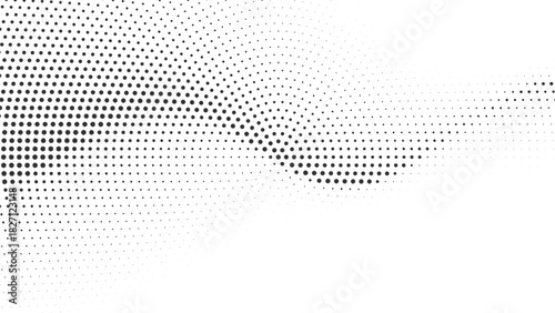 Dynamic halftone dotted wave pattern with smooth gradient flow, creating elegant modern motion perfect for digital graphics, tech visuals, and minimal design layouts