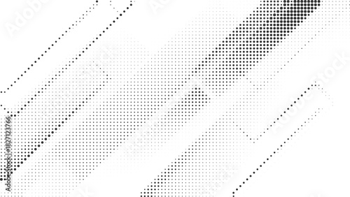 Abstract halftone diagonal shading with dotted gradients forming soft geometric angles, ideal for minimal clean layouts, contemporary tech visuals, and digital backgrounds