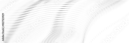 Smooth halftone wave with subtle dotted gradients forming elegant flowing monochrome curves, ideal for minimal clean designs, tech visuals, and modern digital layouts