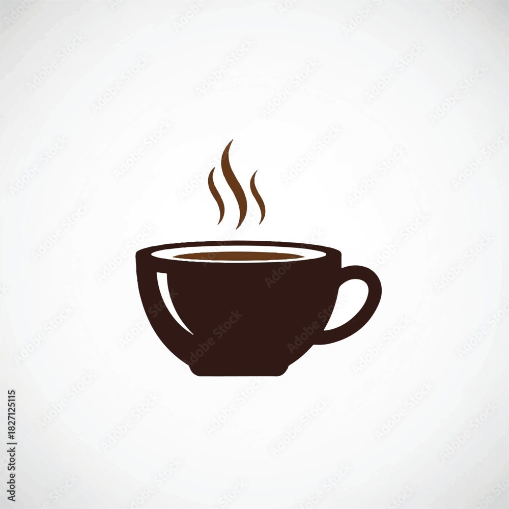 Obraz premium Minimalist illustration of a steaming coffee cup on a light background.