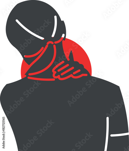 Woman experiencing discomfort and pain in the neck area